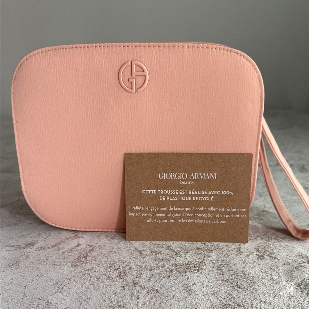 Giorgio Armani Blush Pink Cosmetic Case with Wrist Strap